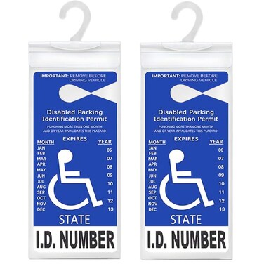 LotFancy Handicap Placard Holder- 10.6" x 5", Ultra Transparent Disabled Parking Placard Protector Hanger Sleeve - Pack of 2, with Plastic Large Hanger