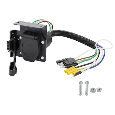 MECMO Multi-Tow 4-Way Flat to 7-Way RV Blade and 4-Way Flat Female End Trailer Wiring Adapter Connector Kit, 4 Pin Vehicle-Side Trailer Light Plug to Dual-output 7 Blade &amp; 4 Flat with Mounting Bracket