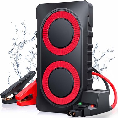 Car Battery Jump Starter 2000A Jump Box 12800mAh Portable Car Jump Starter Battery Pack (6.5L Gas/5.5L Diesel) Car Jumper Starter with Extended Smart Jumper Cables, Fast Charge, Lights, Compact