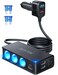 BESTEK Cigarette Lighter Splitter Adapter: 9 in 1 Car Charger 148W 3-Socket PD 30W and QC3.0 18W Charging Ports LED Display Super Fast Charger for 12V/24V