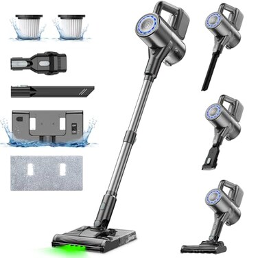 VersLife S7 Plus Cordless Vacuum Cleaner, 35Kpa, up to 40Mins 2-in-1 Cordless Vacuum and Mop Combo, Lightweight and Versatile Stick Vacuum, Deep Cleans, Washes, Green LED, All in One