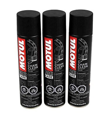 Motul 103243 C1 Chain Clean O, X &amp; Z-Ring Compatible 400mL/9.8 Fl oz Can 3 Pack