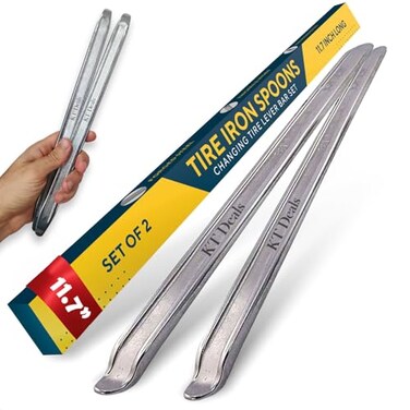 KT Deals Tire Iron Spoons Changing Tire Lever Bar Set Repair Tool Kit Tyre Changer Remover Heavy Duty Metal Steelfor Motorcycle Bike Scooter Bicycle Mower (2pc 11.7 INCH)