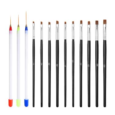KADS 10pcs Acrylic Nail Art Brush Design Dotting Painting Pen and 3pcs Nail Art Detailer Liner and Striper Brushes Designed for Professional Nail Art