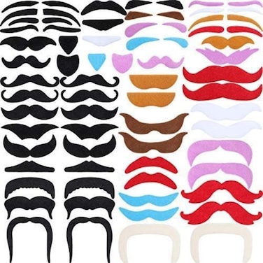 Tatuo 68 Pcs Fake Eyebrows and Mustaches Self Adhesive Mustaches Stickers Set Funny Fake Unibrow Stick on Beard for Halloween Masquerade Party Costume Accessories