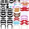Tatuo 68 Pcs Fake Eyebrows and Mustaches Self Adhesive Mustaches Stickers Set Funny Fake Unibrow Stick on Beard for Halloween Masquerade Party Costume Accessories
