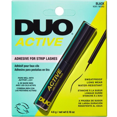 DUO Active Black Lash Adhesive - Strong Hold, Waterproof Lash Glue, Long-Lasting, Quick Drying for Strip Lashes, 0.16 oz