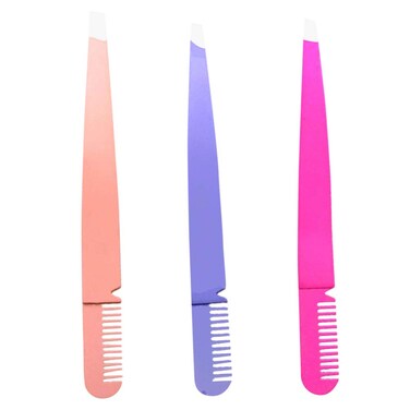 3pcs 2 1 Eyebrow Tweezers 2 in 1 Tweezer Comb Eyebrow Clamps Makeup Supplies Makeup Tools