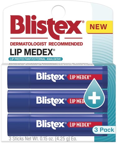 Blistex Lip Medex Stick 3 Count, 0.15 Oz. Medicated Relief with Soothing Relief, Stocking Stuffer &amp; Holiday Christmas Gift