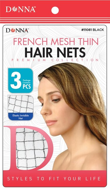 DONNA PREMIUM COLLECTION FRENCH MESH THIN HAIR NETS 3PCS