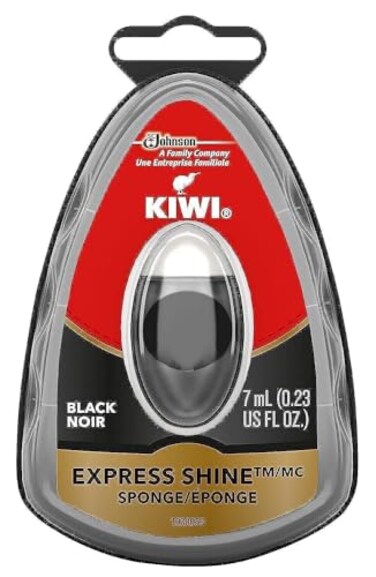 KIWI Express Shoe Shine Sponge   Leather Care for Shoes, Boots, Furniture, Jacket, Briefcase and More   Black, 0.23 Fl Oz (Pack of 1)