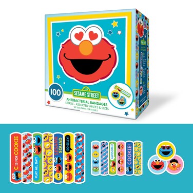 Sesame Street Kids Bandages, 100 CT   Great for Birthdays, Party Supplies Favors, Stickers, Stocking Stuffer or White Elephant Gift   Adhesive Bandages for Minor Cuts, Scrapes, Burns