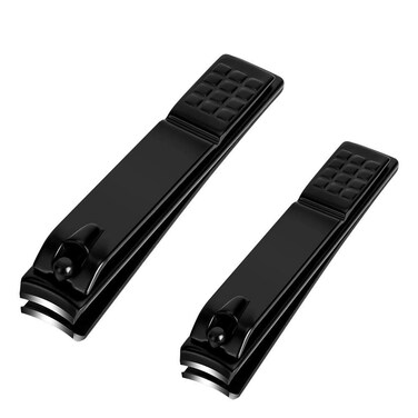 Nail Clippers Set, Sharp Stainless Steel Fingernail Clipper &amp; Toenail Clippers, Black Nail Cutter, Large and Small 2 Piece Set.