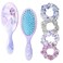 Frozen Princess Elsa Hair Accessory 5 Pcs Set - 1 Regular 9 inch Frozen Hairbrush &amp; 4 Frozen Scrunchies - Detangling Brush &amp; Elastic Hair Ties Ropes for Girls, Ages 3+