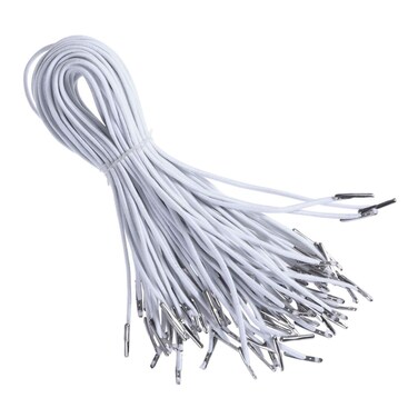 100pcs Stretch Round String Barbed Elastic Cords Barb Fasteners Round Elastic Bands Elastic Ropes for Book Binding Crafting Elastic Barbed Cords White Elastic Loops
