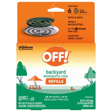 OFF! Backyard Mosquito Repellent Coil Refills, Perfect for Outdoor Patios Country Fresh Scent, 6 Count