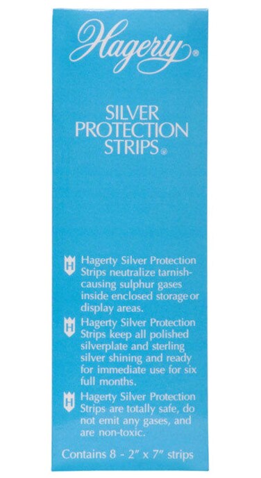 Hagerty Silver Protection Strips, Jewelry Tarnish Prevention Strips for Jewelry Boxes and Enclosed Storage, Made In USA, Kosher Certified, 8-Pack, 2" x 7