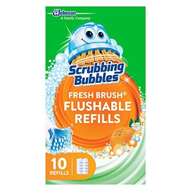 Scrubbing Bubbles Flushable Toilet Bowl Wand Cleaner Refills, Fresh Brush Cleaner Toilet Refill Pads, Removes Limescale &amp; Odors, Citrus Scent, 10 Count (Pack of 1)