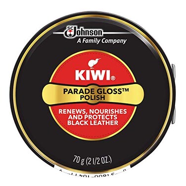 KIWI Black Parade Gloss Shoe Polish and Shine   Leather Shoe Care for Dress Shoes and Boots   Carnuba Wax   2.5 Oz