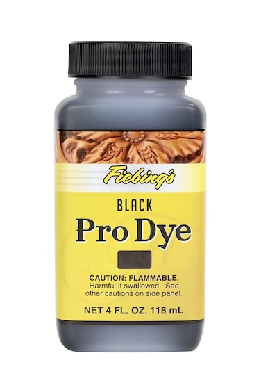 Fiebing's Pro Dye Leather Dye (4 Fl Oz, Black) - Alcohol-Based, Penetrating, Permanent Dye - Less Likely to Fade with Vivid Color &amp; Superior Color Fastness for Shoes, Boots, Belts, Bags, Furniture