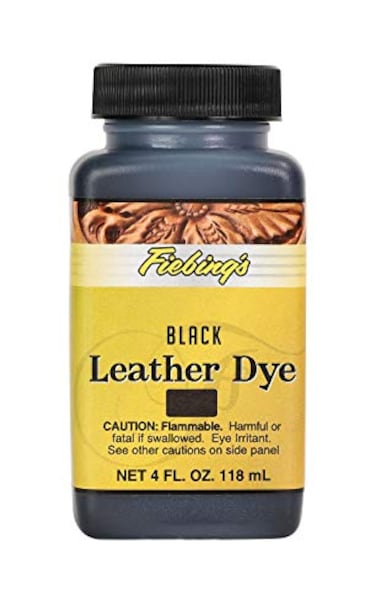 Fiebing's Leather Dye (4 Fl Oz, Black) - Alcohol-Based, Penetrating, Permanent Dye for Shoes, Boots, Belts, Bags, Furniture - Includes Wool Dauber Applicator - Recolor &amp; Restore Leathercraft