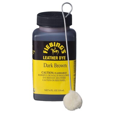 Fiebing's Leather Dye (4 Fl Oz, Dark Brown) - Alcohol-Based, Penetrating, Permanent Dye for Shoes, Boots, Belts, Bags, Furniture - Includes Wool Dauber Applicator - Recolor &amp; Restore Leathercraft
