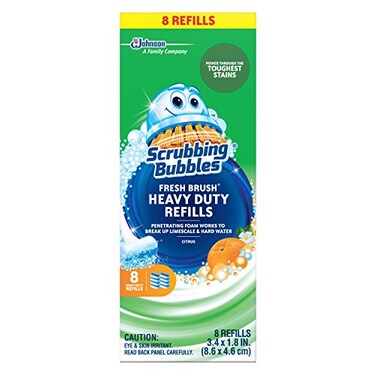 Scrubbing Bubbles Toilet Bowl Wand Cleaner Refills, Fresh Brush Heavy Duty Cleaner Toilet Refill Pads, Removes Limescale &amp; Odors, Citrus Scent, 8 Count (Pack of 1)