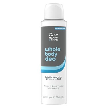 Dove Men+Care Whole Body Deodorant Marine + Blue Cypress For 72H Odor Protection from pits, privates, to feet 4 oz