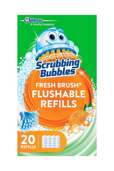 Scrubbing Bubbles Flushable Toilet Bowl Wand Cleaner Refills, Fresh Brush Cleaner Toilet Refill Pads, Removes Limescale &amp; Odors, Citrus Scent, 20 Count (Pack of 1)