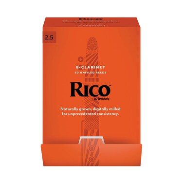D'Addario Rico Bb Clarinet Reeds, Strength 2.5, Pack of 50