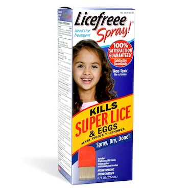 Licefreee Spray!, Tec Labs Head Lice Spray, 6 Fl Oz, Includes Professional Metal Nit and Lice Comb, Easy Use Lice Treatments for Kids &amp; Adults, Kills Head Lice, Eggs, Super Lice on Contact
