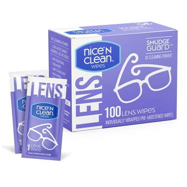Nice 'n Clean SmudgeGuard Lens Cleaning Wipes (100 Total Wipes)   Pre-Moistened Individually Wrapped Wipes   Non-Scratching &amp; Non-Streaking   Safe for Eyeglasses, Goggles, &amp; Camera Lens