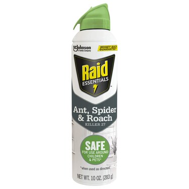 Raid Essentials Ant Spider, and Roach Killer Aerosol Spray, Child &amp; Pet Safe, Kills Insects Quickly, for Indoor Use, 10 oz