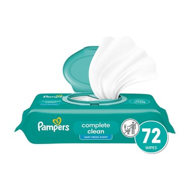 Pampers Baby Wipes Complete Clean Baby Fresh, Scented Baby Wipes, Gently Cleaning Wipes, 72 Baby Wipes Total (1 Flip-Top Packs)