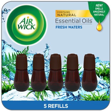 Air Wick Essential Mist Refill, 5 ct, Fresh Waters, Essential Oils Diffuser, Air Freshener