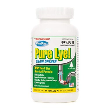 ComStar Pure Lye   99% Pure Sodium Hydroxide Beads   Eco-Friendly, Industrial Strength, Biodegradable Drain Opener   Safe on Fixtures   Static-Free, Unique Beads for Soap Making   1 lb. (30-500)