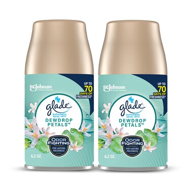 Glade Automatic Spray Refill, Dewdrop Petals, Scented Air Freshener for Home and Bathroom, 6.2 Oz, 2 Count