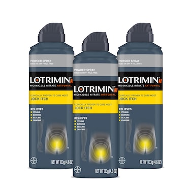 Lotrimin AF Jock Itch Antifungal Powder Spray, Miconazole Nitrate 2% - Treatment of Most Itch, 4.6 Ounces (133 Grams) Spray Can (Pack 3)