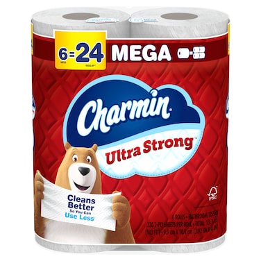Charmin Ultra Strong Toilet Paper 6 Mega Rolls, 220 Sheets Per Roll