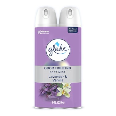 Glade Air Freshener Room Spray, Lavender &amp; Vanilla Scent, Odor Fighting to Deliver Long Lasting Freshness, 8 Oz, 2 Count