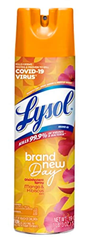 Lysol Disinfectant Spray, Sanitizing and Antibacterial Spray, For Disinfecting and Deodorizing, Mango &amp; Hibiscus Scent, 19 Fl Oz, (Packaging May Vary)