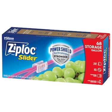 Ziploc Gallon Food Storage Slider Bags, Power Shield Technology for More Durability, 68 Count