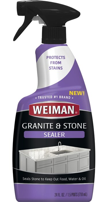 Weiman Granite &amp; Stone Sealer Spray - Protects Kitchen Countertops, Sinks, Showers, Vanities &amp; Floors From Stains - For Granite, Quartz, Marble, Tile, Limestone, Slate - Water Based, 24 oz