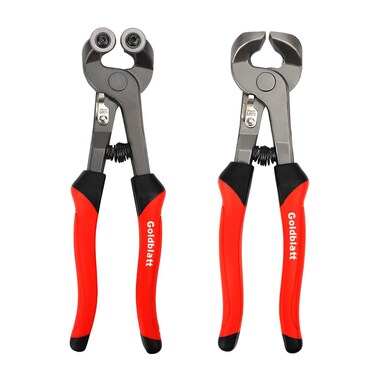 Goldblatt 2 Piece Glass Tile Nippers Set - Heavy Duty Wheeled Glass Mosaic Nipper &amp; Hd Ceramic Tile Nipper, Tile Cutter Pliers Soft-grip Handle - Shapping Plier, Nipper Cutting Tools, Stone, Metal