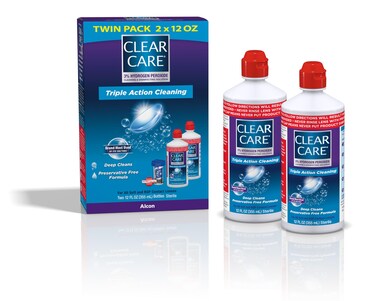Clear Care Cleaning &amp; Disinfecting Solution with Lens Case, Twin Pack,12 Fl Oz (Pack of 2)