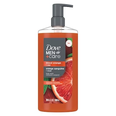 DOVE MEN + CARE Body Wash Blood Orange to Rebuild Skin in the Shower with Plant-Based Cleansers and Moisturizers 26 fl oz