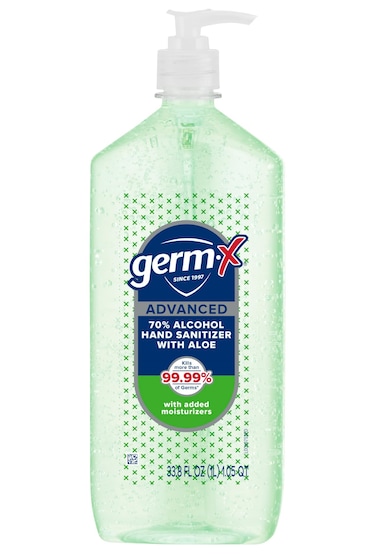 Germ-X Advanced Hand Sanitizer with Aloe and Vitamin E, Non-Drying Moisturizing Gel, Instant and No Rinse Formula, Pump Bottle, 1 Liter