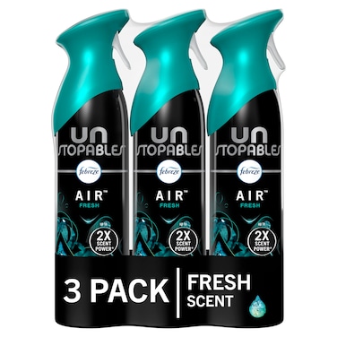 Febreze Air Mist Air Freshener Spray, Odor-Fighting Room Spray, Air Fresheners for Home and Bathroom and Kitchen, Aerosol Can, Unstopables Fresh Scent, 8.8oz, 3 Count