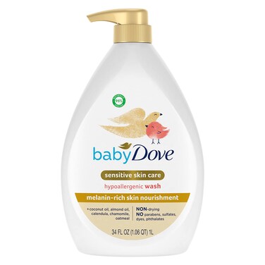 Baby Dove Sensitive Baby Wash Melanin-rich Skin Nourishment For Baby Bath Time Tear-Free and Hypoallergenic 34 oz