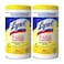 Lysol Disinfectant Wipes Multi-Surface Antibacterial Cleaning Wipes For Disinfecting and Cleaning Lemon and Lime Blossom 80 Count (Pack of 2)
